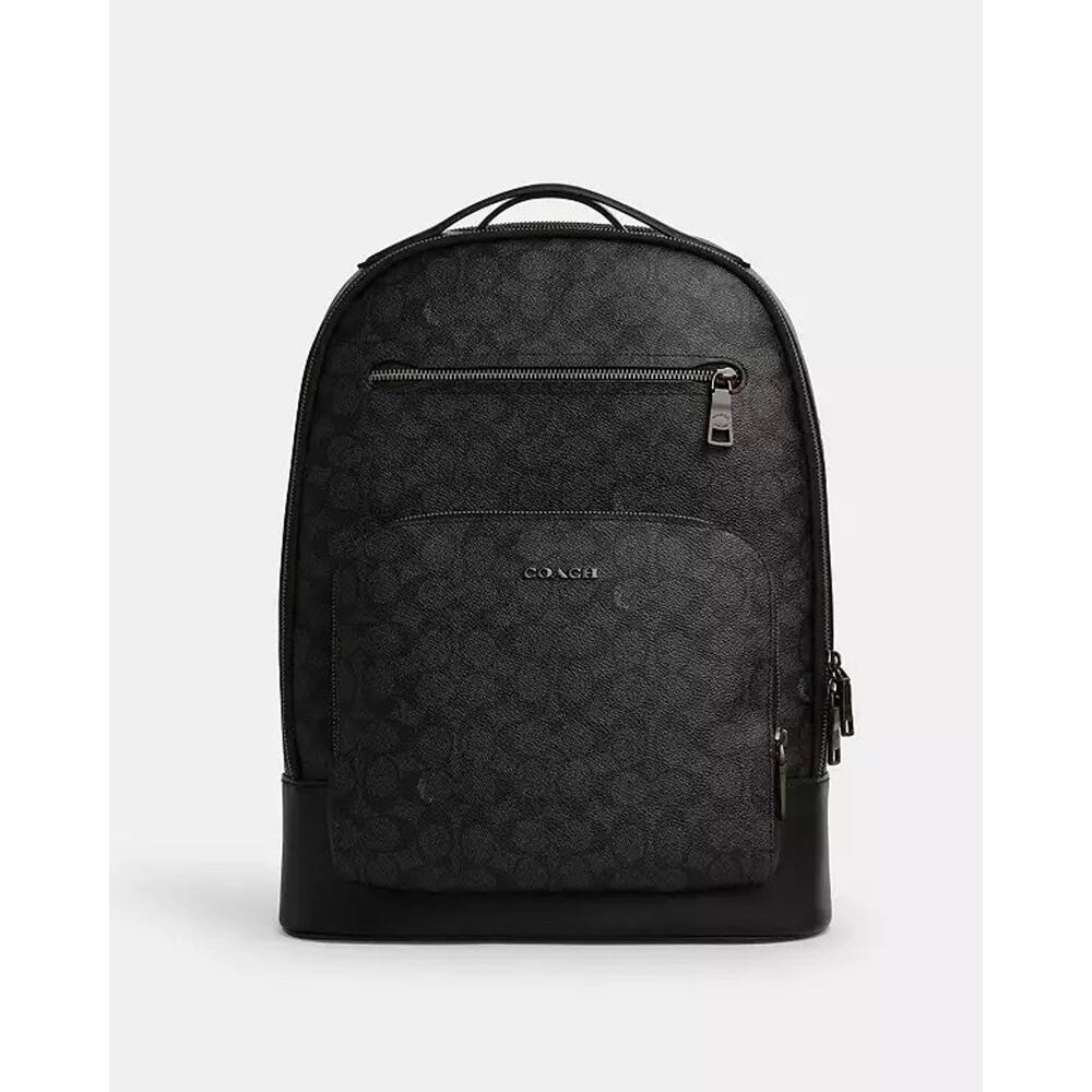 NWT Coach Men’s Ethan Backpack In Signature Canvas Charcoal/Black CV919 - Picture 6 of 9